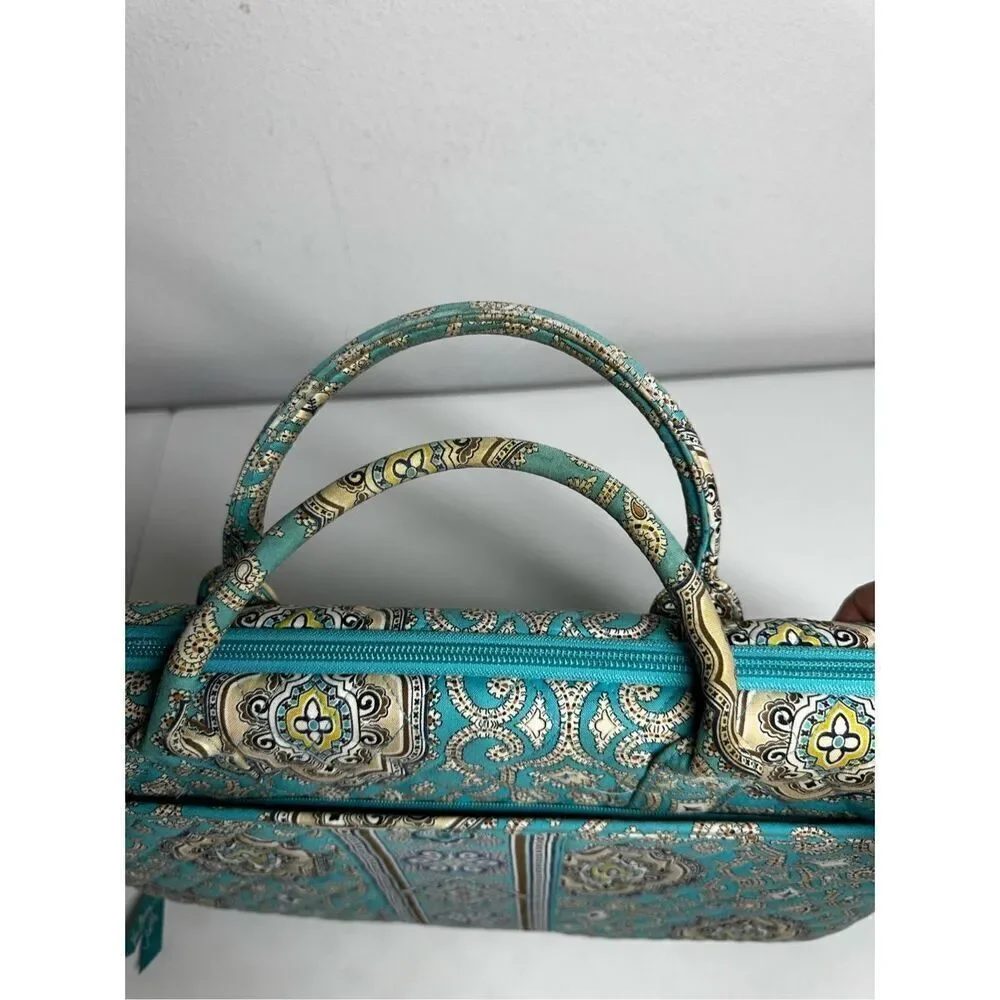 Rare Vera Bradley Laptop Portfolio Turquoise Brown Bag 17
